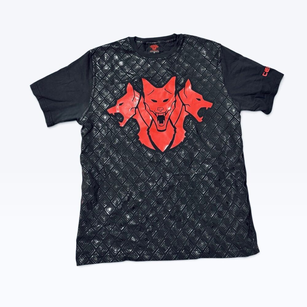 CERBERUS Strength Strongman Grip Shirt Medium Black Red Atlas Stone Tacky